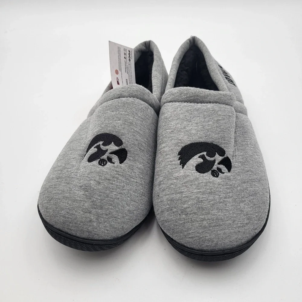 Iowa Hawkeyes Sweatshirt Sherpa Moccasin‎ Slippers FOCO Mens Large 11-12 Gray
